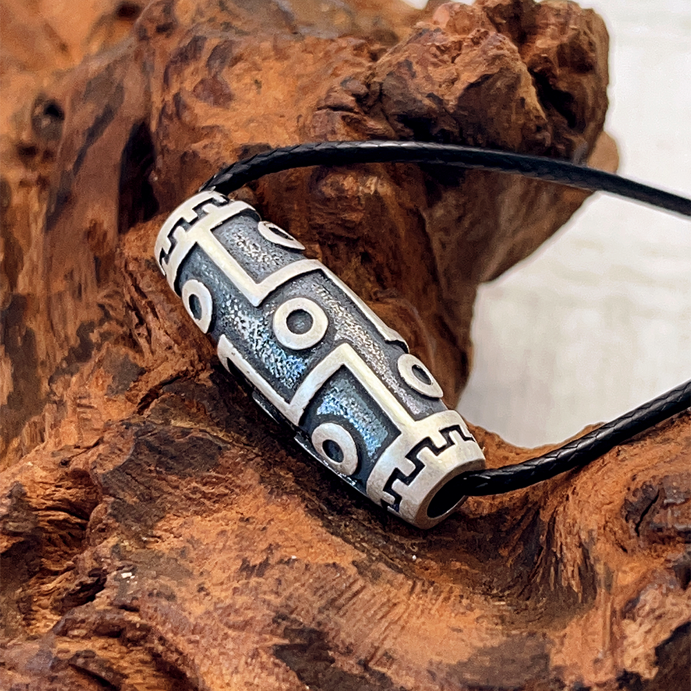 吊坠足银 银河纯银「九眼」复古藏式吊坠足银990路路通纯银项坠男女