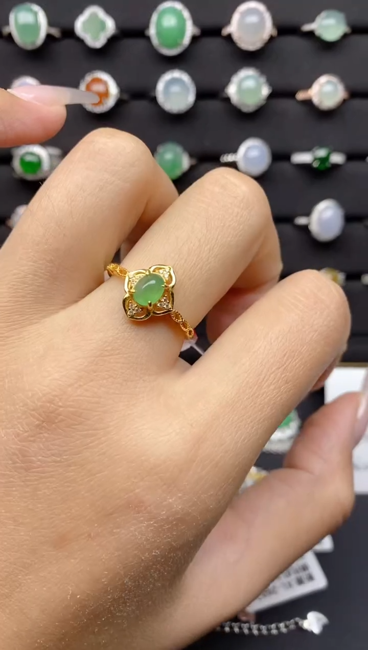 【闪购商品】翡翠戒指银S925镶嵌S925银镶嵌翡翠戒指