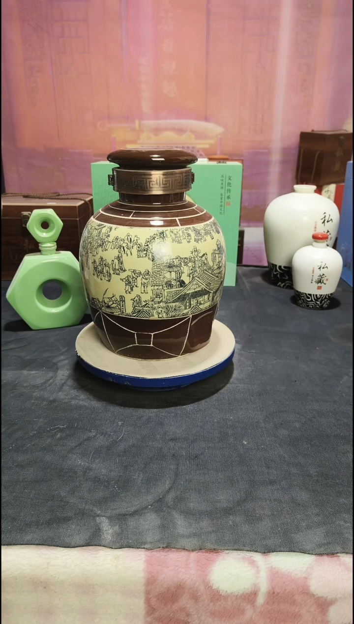 1个10斤装清明上河图陶瓷空酒坛
