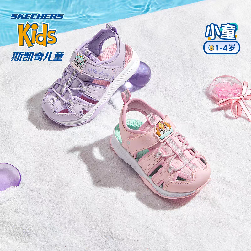 SKECHERS/斯凯奇汪汪队联名百搭夏女童宝宝鞋儿童包头沙滩凉鞋