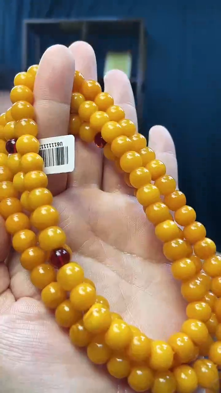 琥珀颈饰未镶嵌蜜蜡苹果珠佛珠
