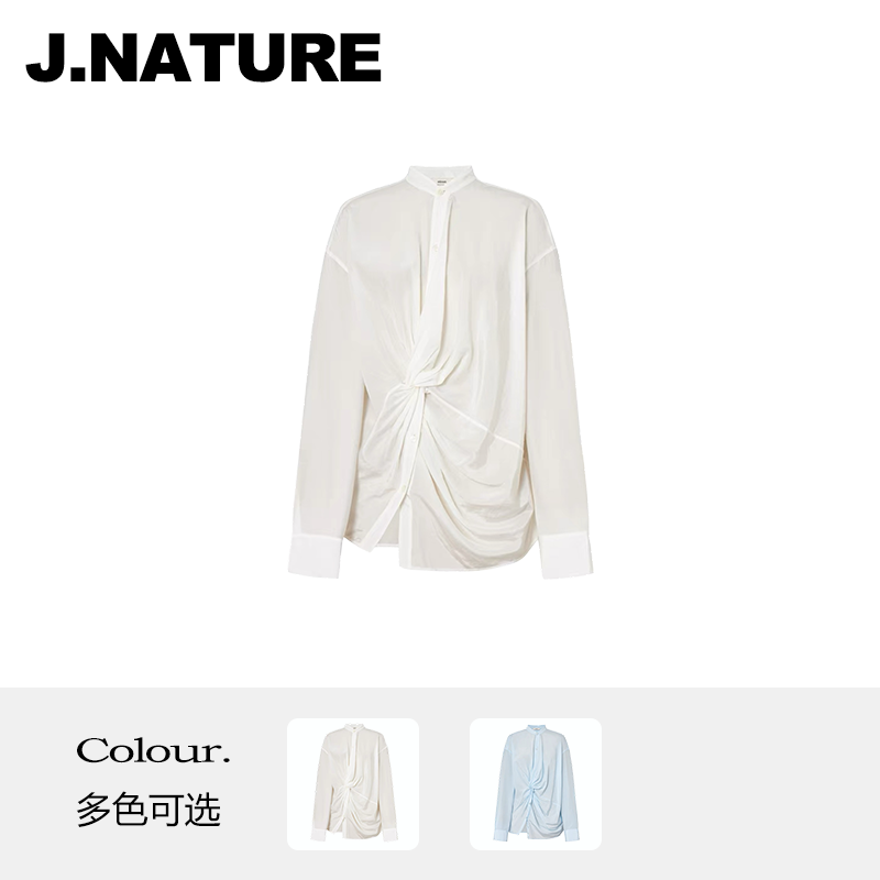 JUST NATURE ｜「ED订单」25年夏季新款慵懒风交叠绑带长袖衬衣