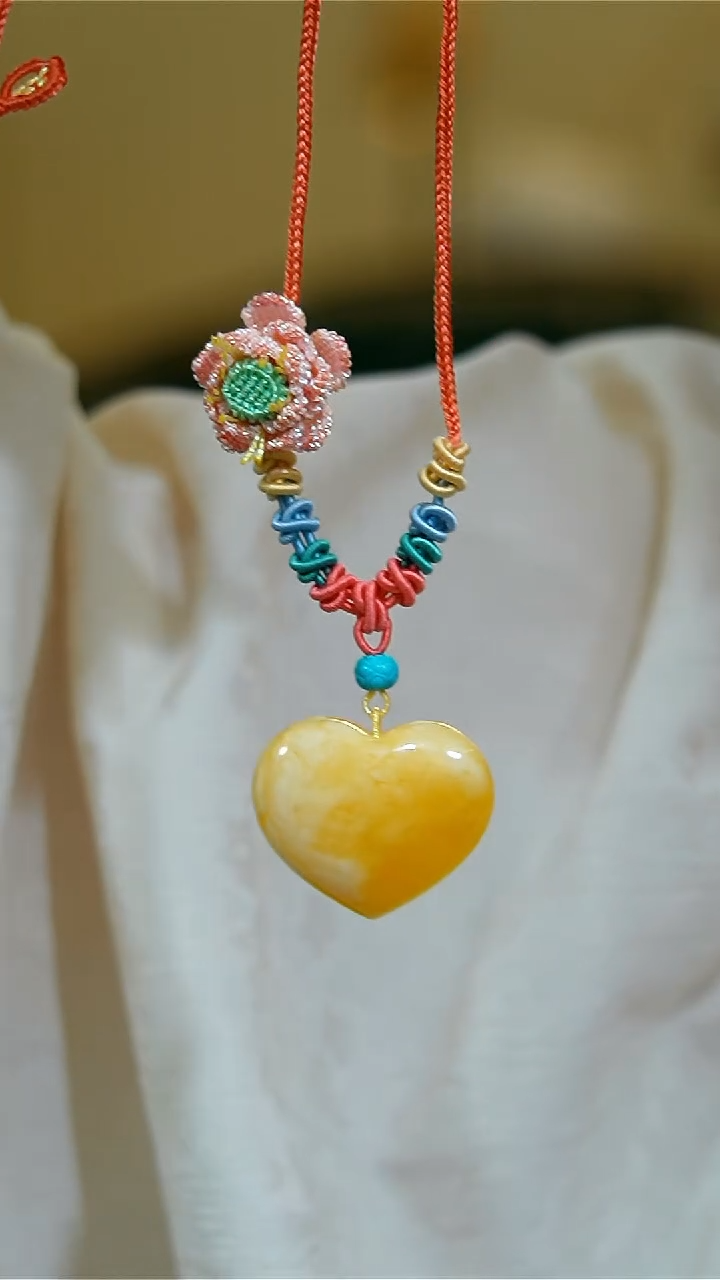 【闪购商品】蜜蜡颈饰未镶嵌蜜蜡爱心手工绳项链