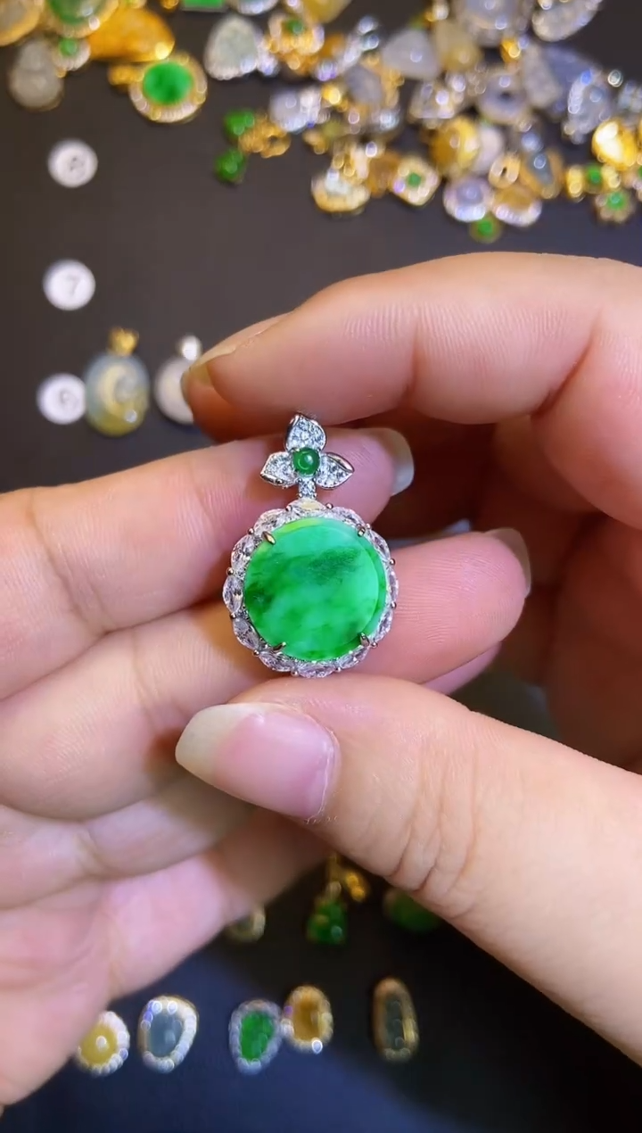 吊坠(不含链)银S925镶嵌翡翠1