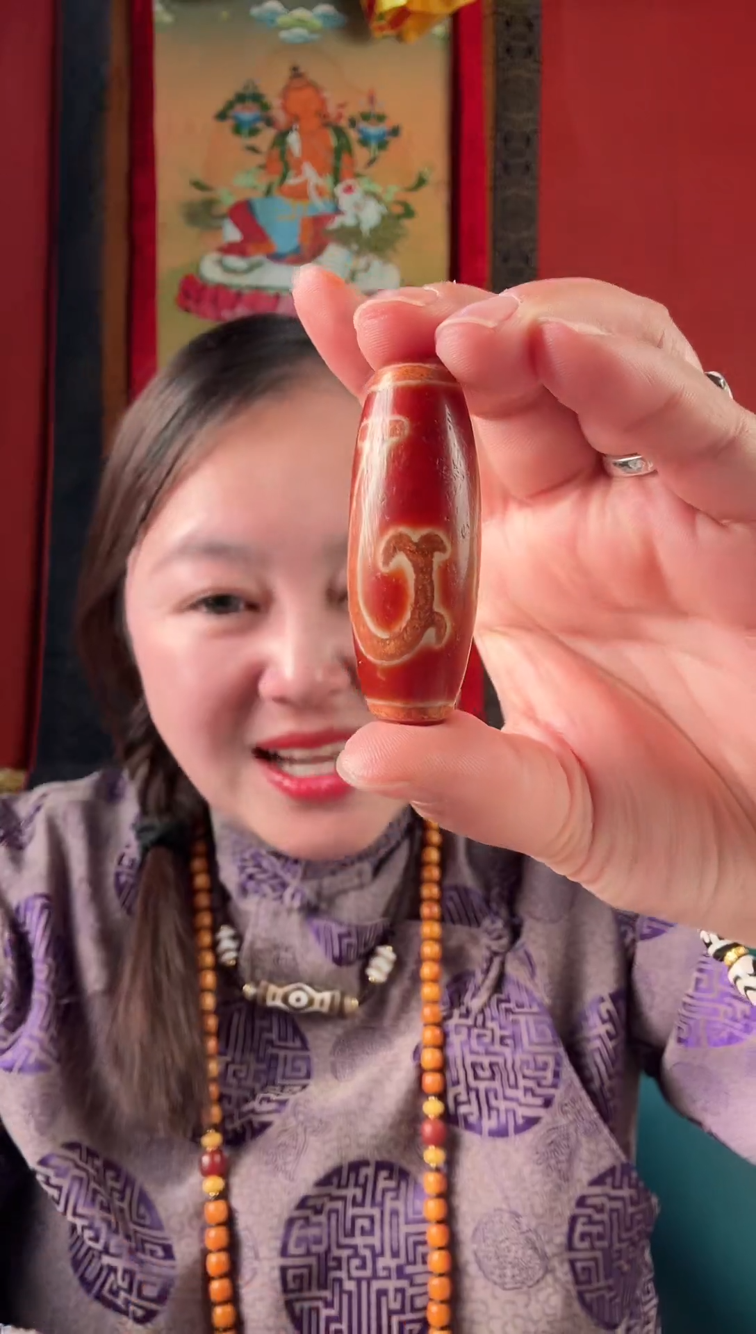 无非金属藏地红肉1眼古珠