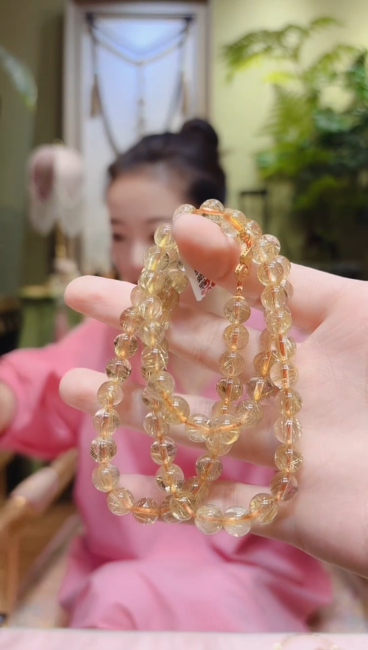 【闪购商品】水晶项链18K金镶嵌金发晶项链