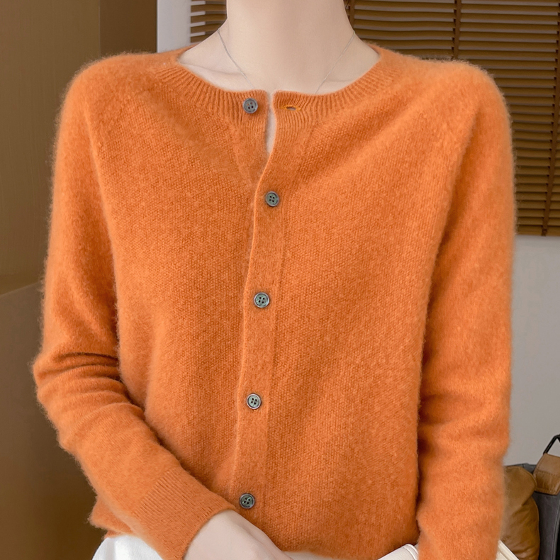 【西绒尔      100羊毛】一线成衣 纯羊毛 纯色长袖羊毛开衫NJR828