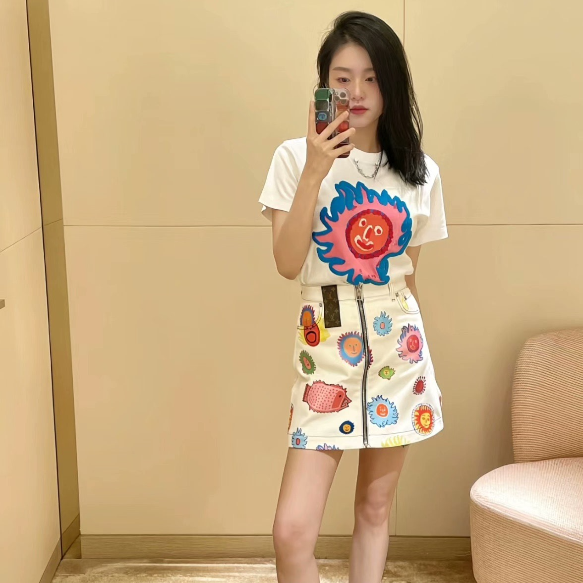 99新 LouisVuitton/路易威登 草间弥生有奢友得严选丨LV白牛仔裙