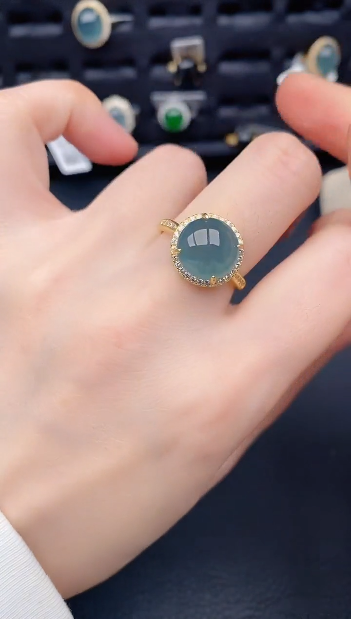 银S925镶嵌戒指翡翠天然a货翡翠256