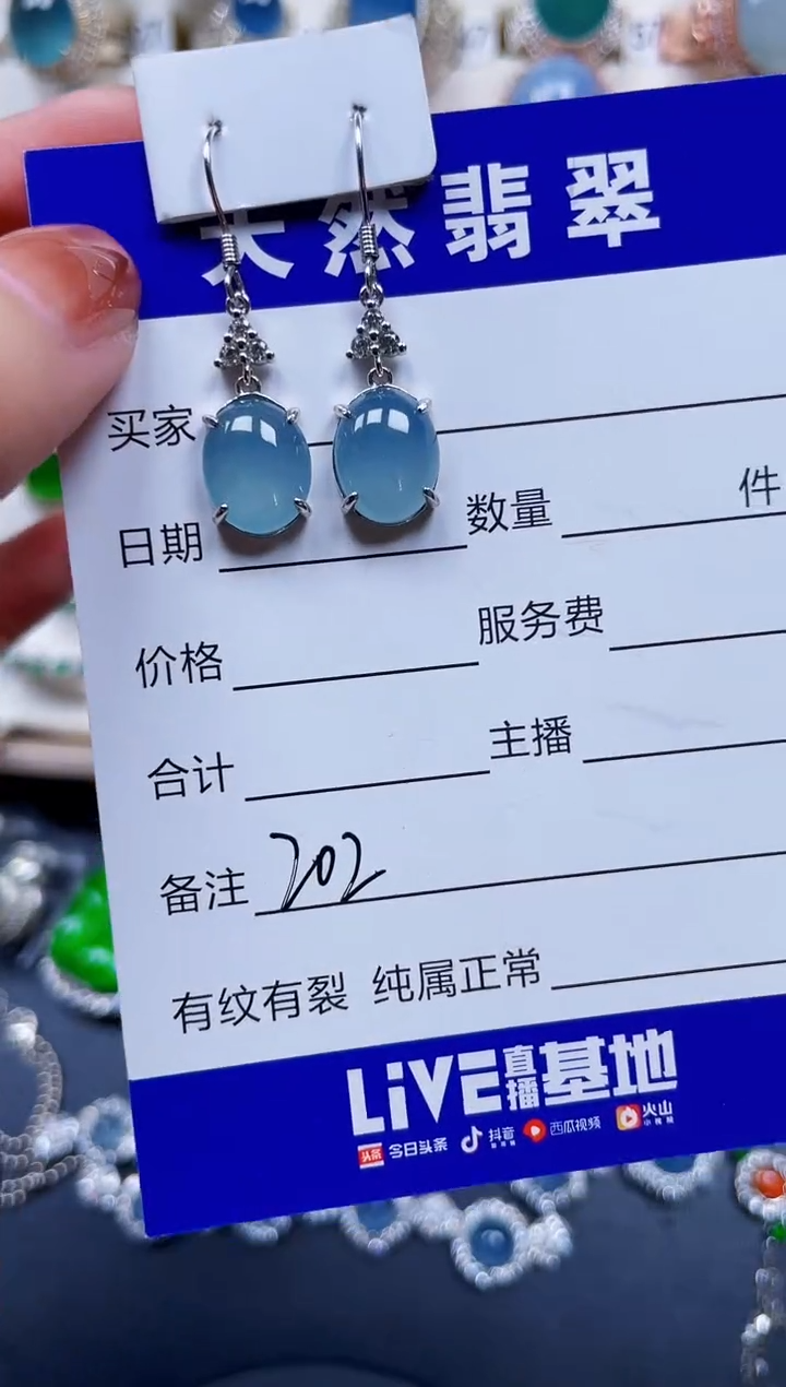 银S925镶嵌翡翠耳饰202