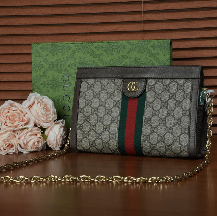 95新 GUCCI/古驰 老花op夹子包/H02061