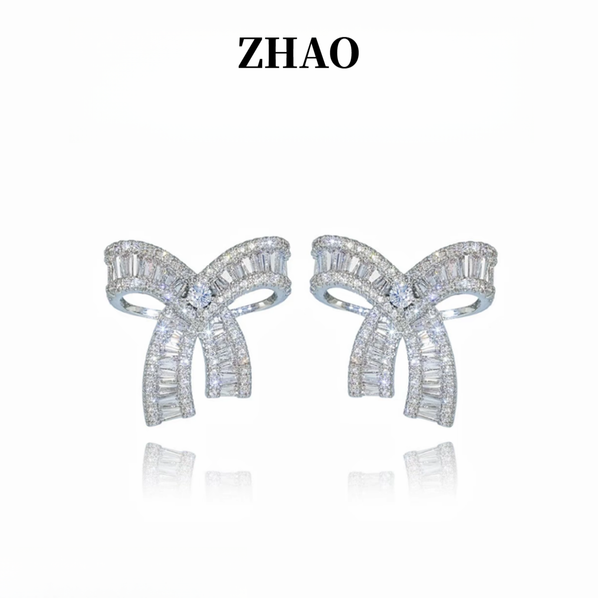 铜合金亚克力耳饰 ZHAO S925银针 轻奢法式耳环简约蝴蝶结耳钉