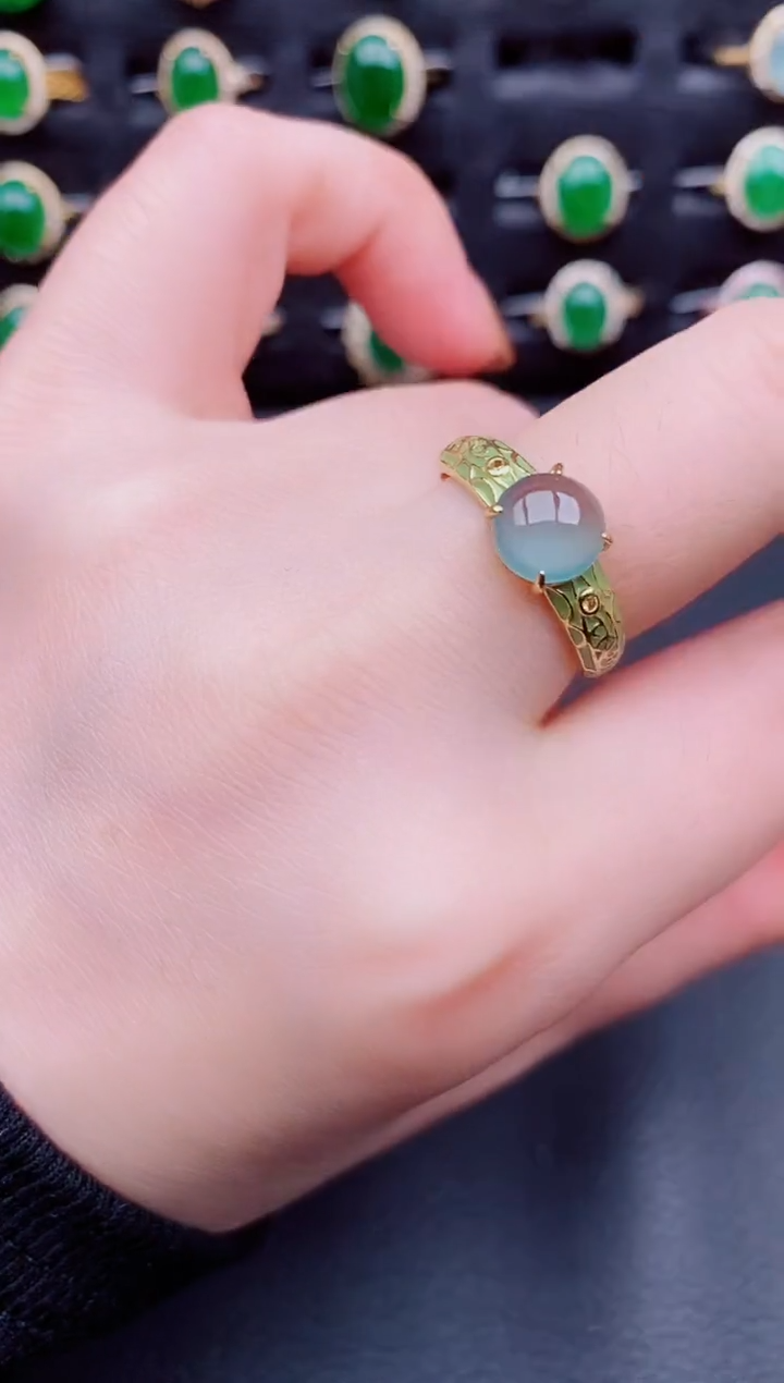 【闪购商品】翡翠戒指银S925镶嵌天然a货翡翠109