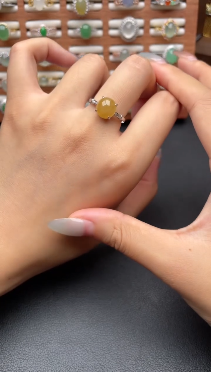 翡翠戒指银S925镶嵌一物一证一礼盒