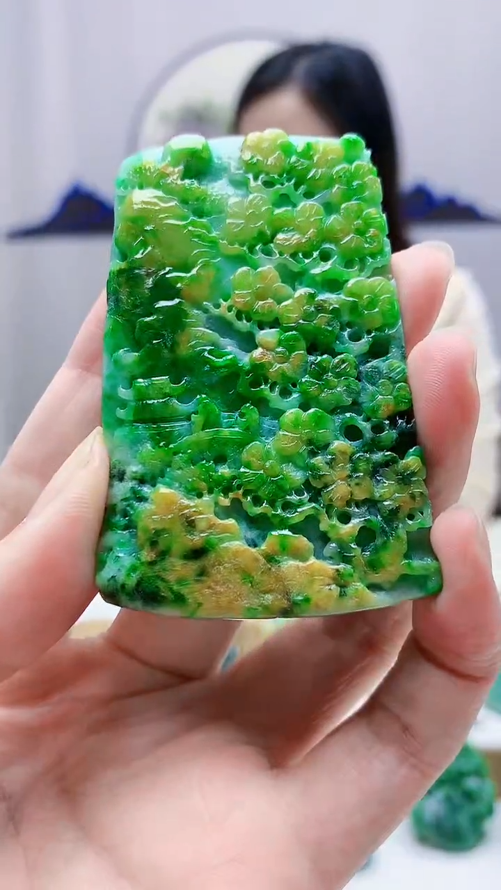 未镶嵌定制翡翠4852zm-毛货挂件64山水