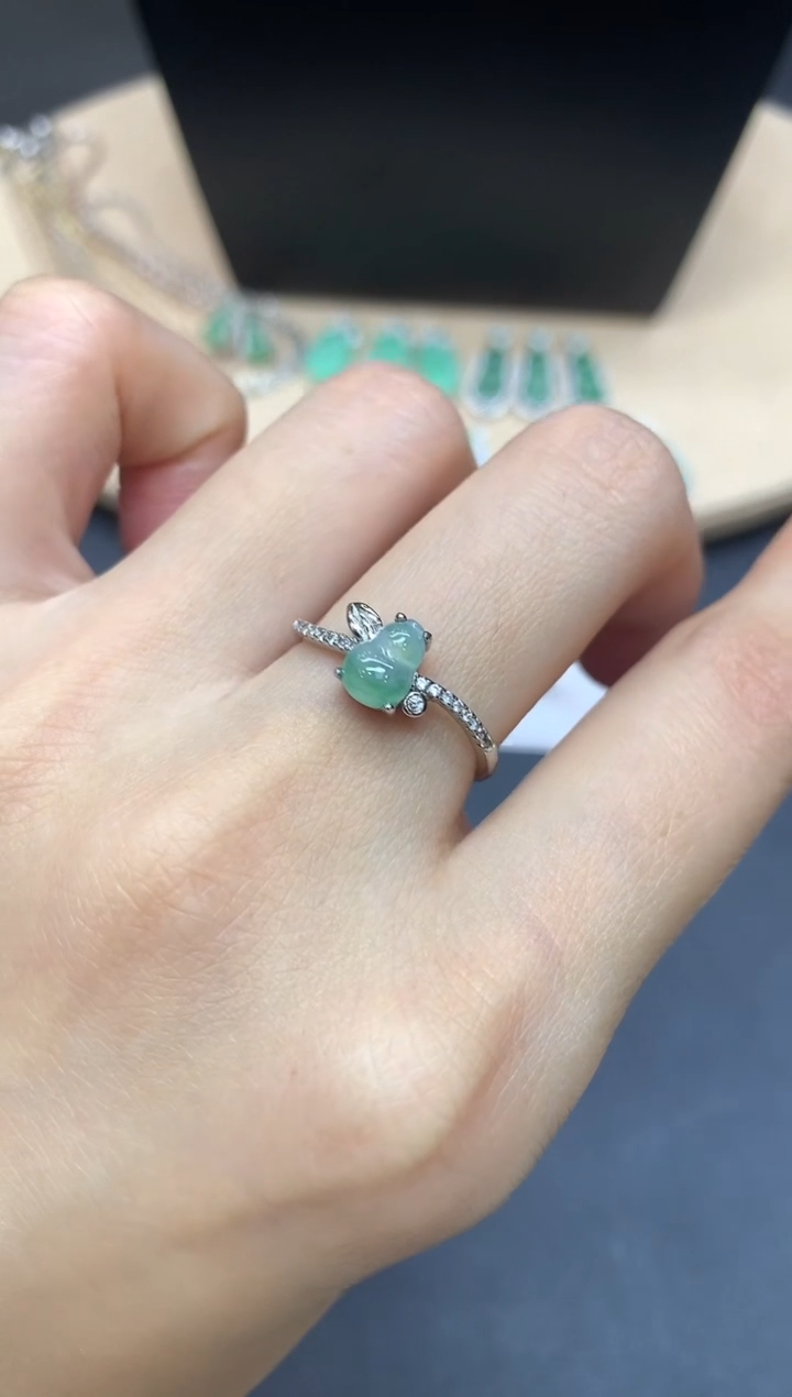 【闪购商品】翡翠戒指银S925镶嵌葫芦【无服务费】