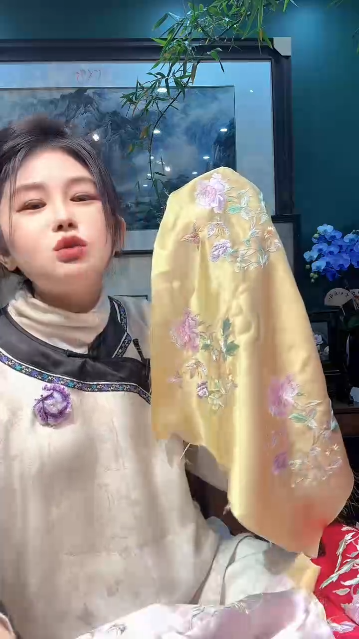 竖款非遗苏绣手工刺绣绣片