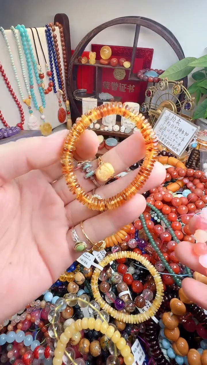 手链琥珀（花珀）未镶嵌艾**?一物一件）0001441