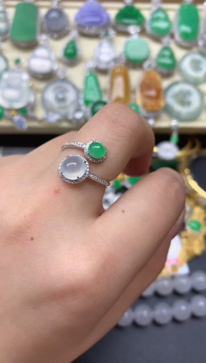 18K金镶嵌戒指翡翠61-中国好珍宝