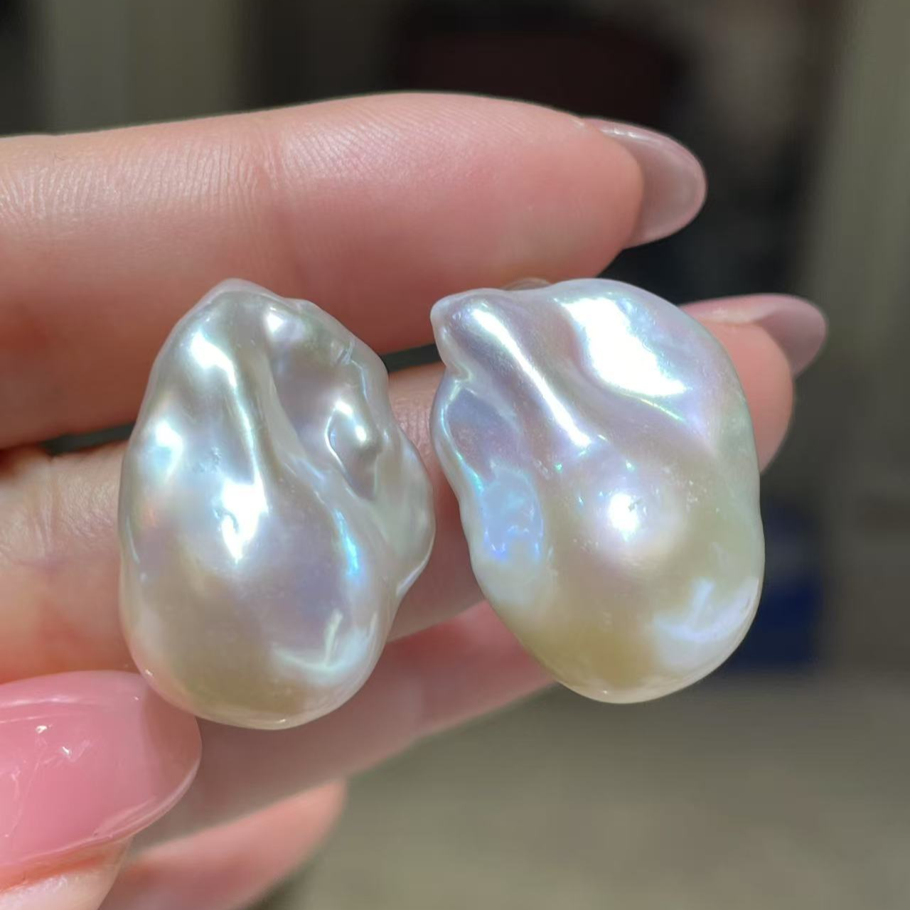 天然淡水巴洛克耳环