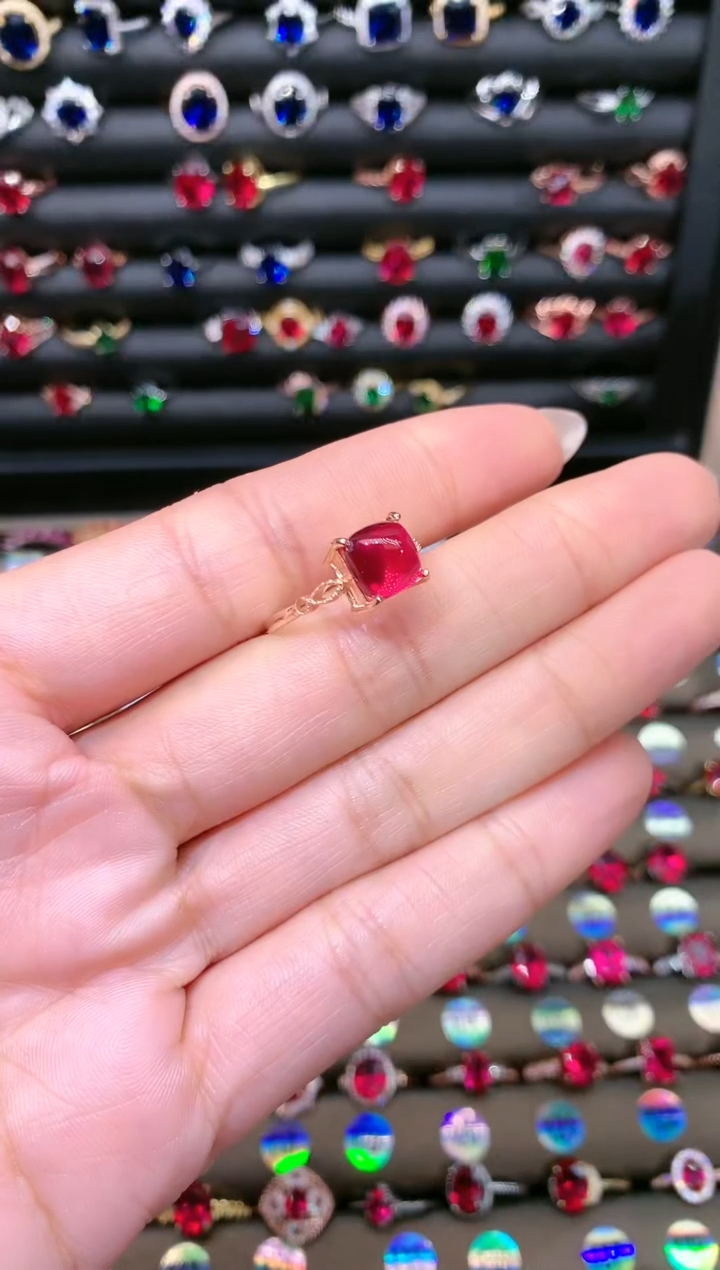 【闪购商品】红宝石戒指银S925镶嵌糖塔