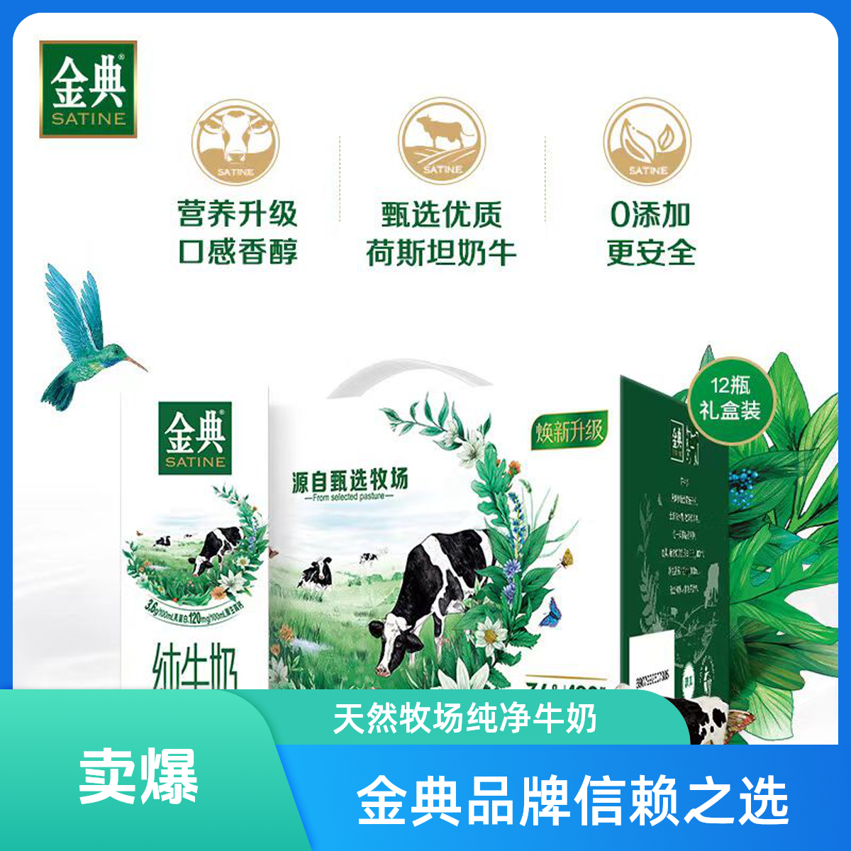 【京东包邮送货上门】伊利金典纯牛奶2箱*250ml*12盒 营养早餐全脂高钙纯牛奶 9月生产