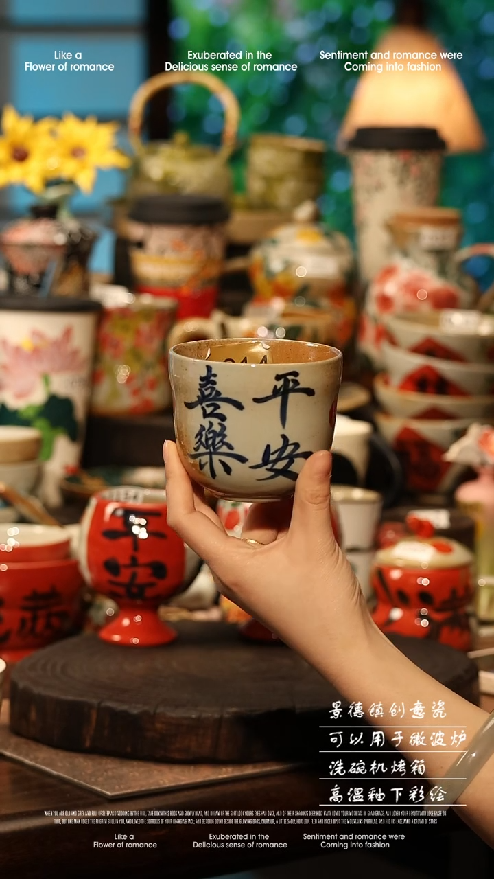 陶瓷景德镇高温釉下彩手工手绘款式@A0814@