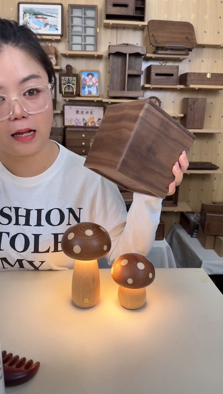 木北美黑胡桃新款桌面垃圾桶
