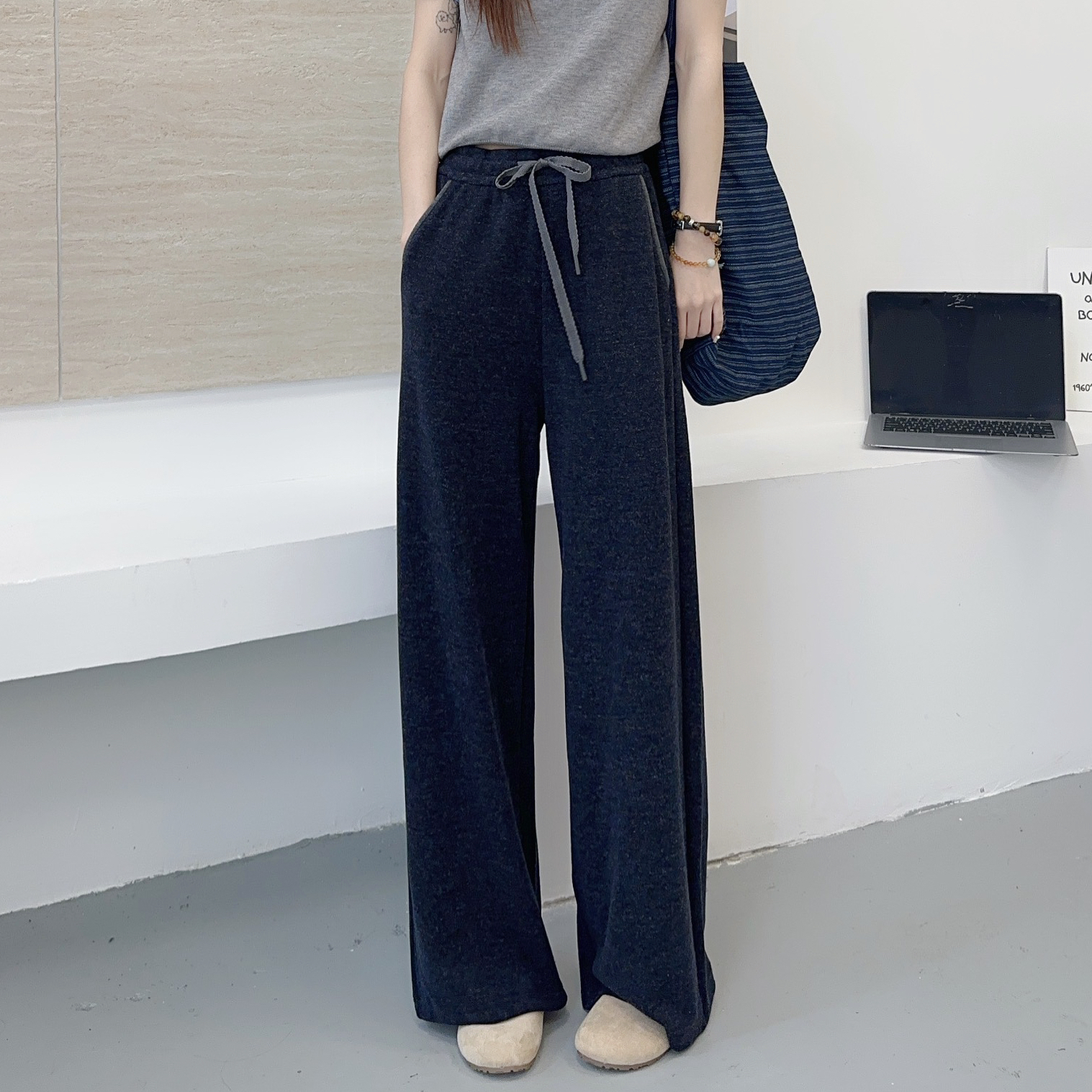 【现货+运费险】菟毛绒~秋冬加绒款慵懒风窄版显瘦百搭阔腿裤