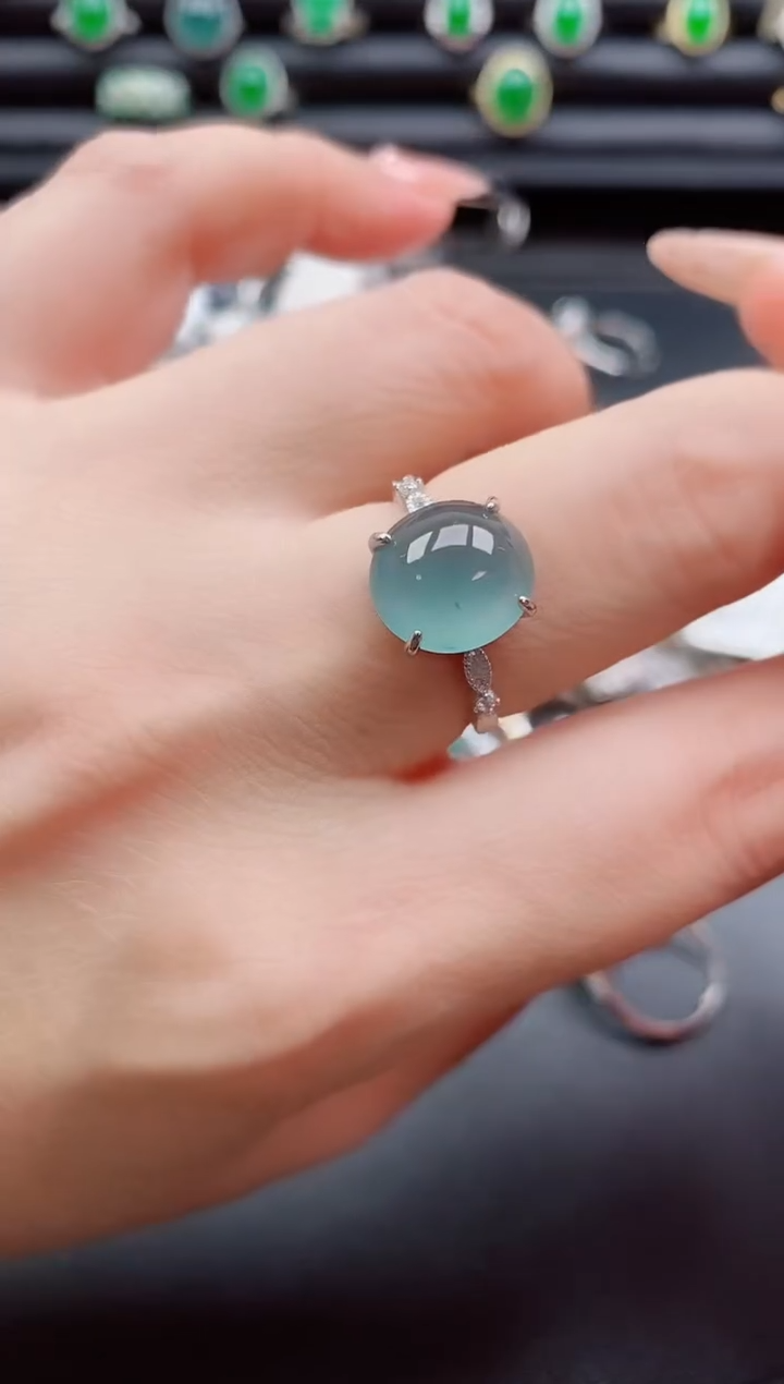 银S925镶嵌戒指翡翠1