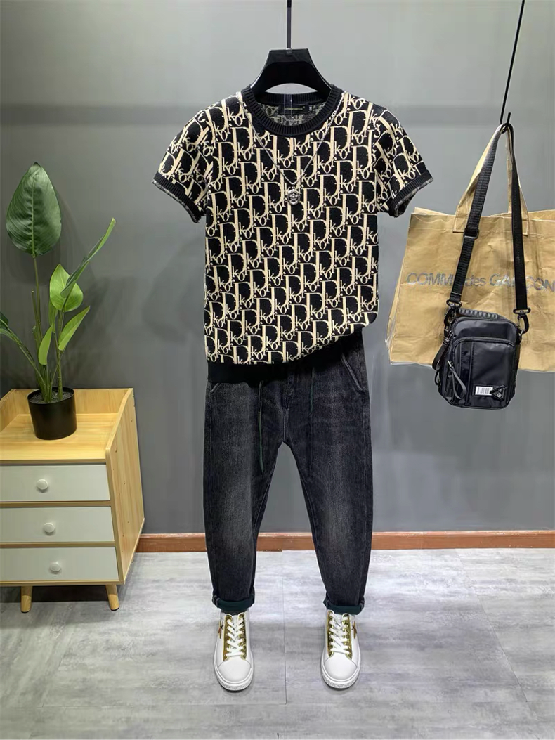 A(10号)B107设计感高端针织衫时尚圆领上衣男装潮