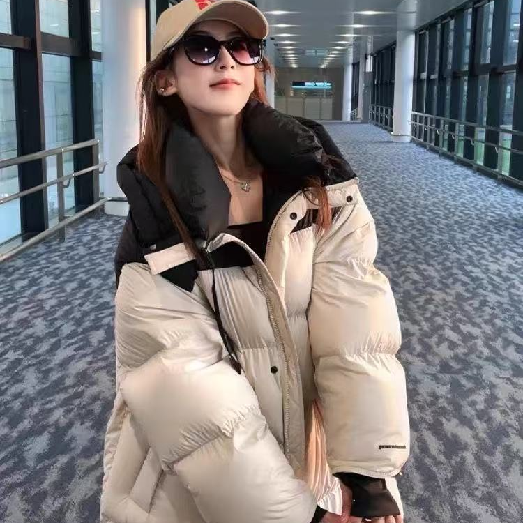 棉服女长款时尚休闲情侣中长款加厚韩版过膝冬季百搭宽松棉袄