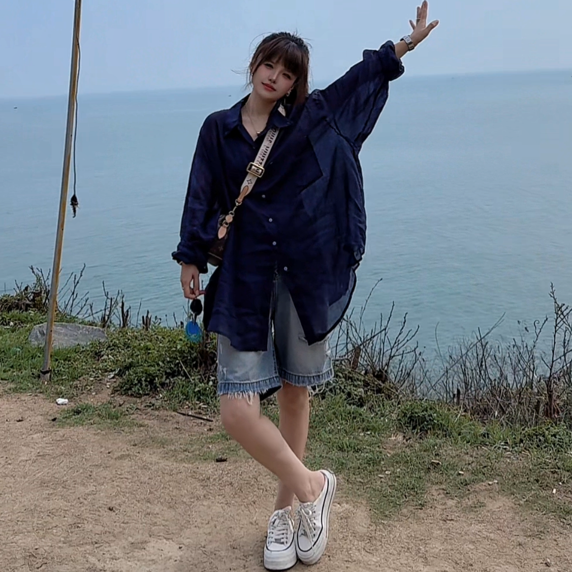 【郁儿严选】2025新款时尚洋气宽松大码纯色高级慵懒苎麻衬衫女长袖