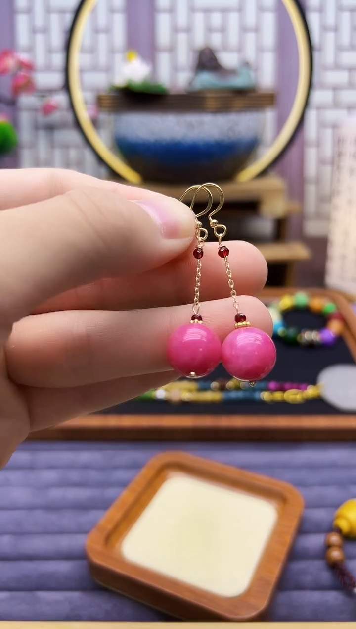 碧玺耳饰14K金镶嵌E190