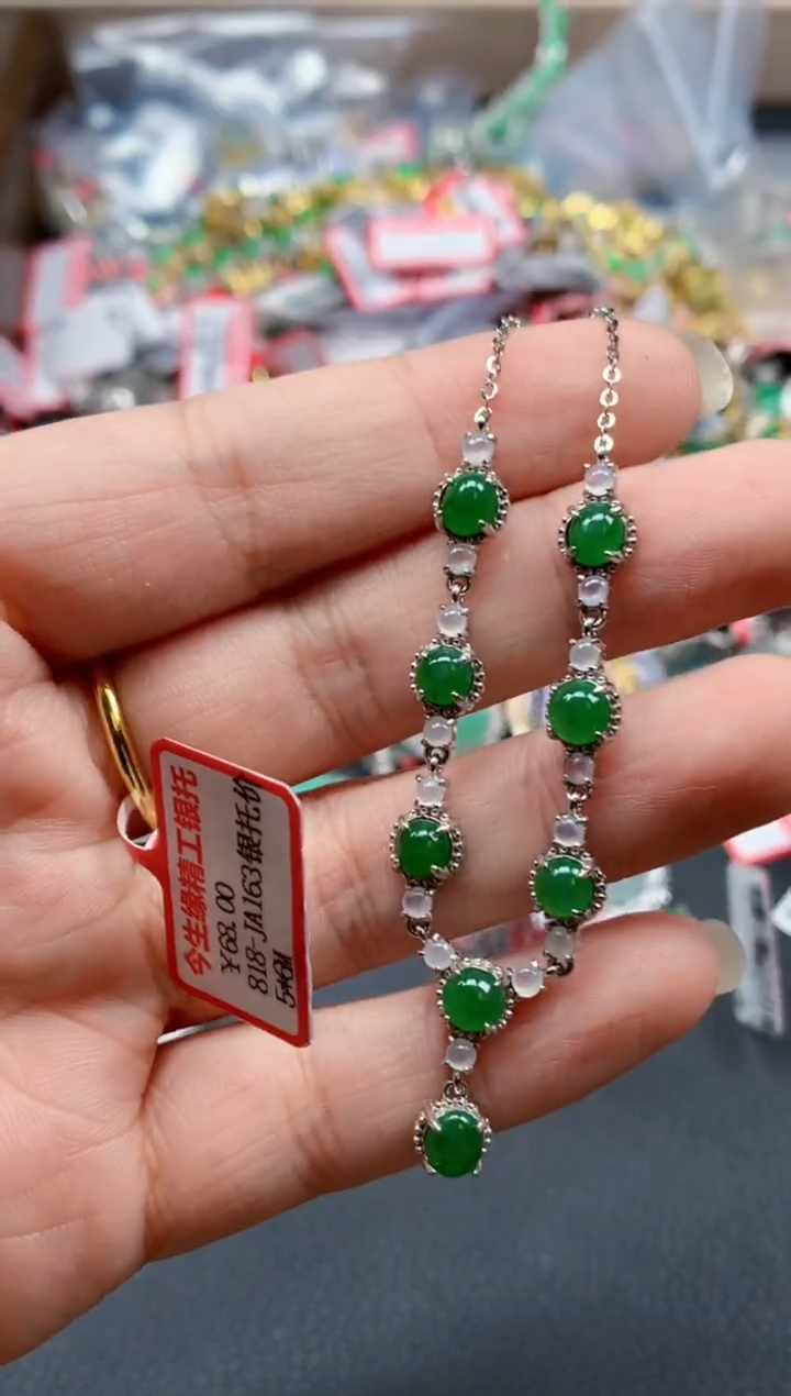 银S925镶嵌戒指翡翠天然A货缅甸翡翠