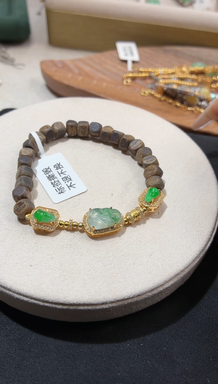 吊坠(不含链)银S925镶嵌翡翠手串