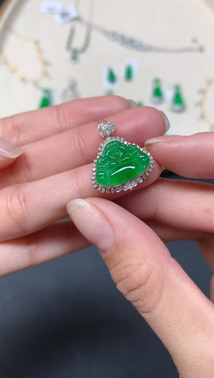 【闪购商品】翡翠吊坠(不含链)18K金镶嵌A221|5800