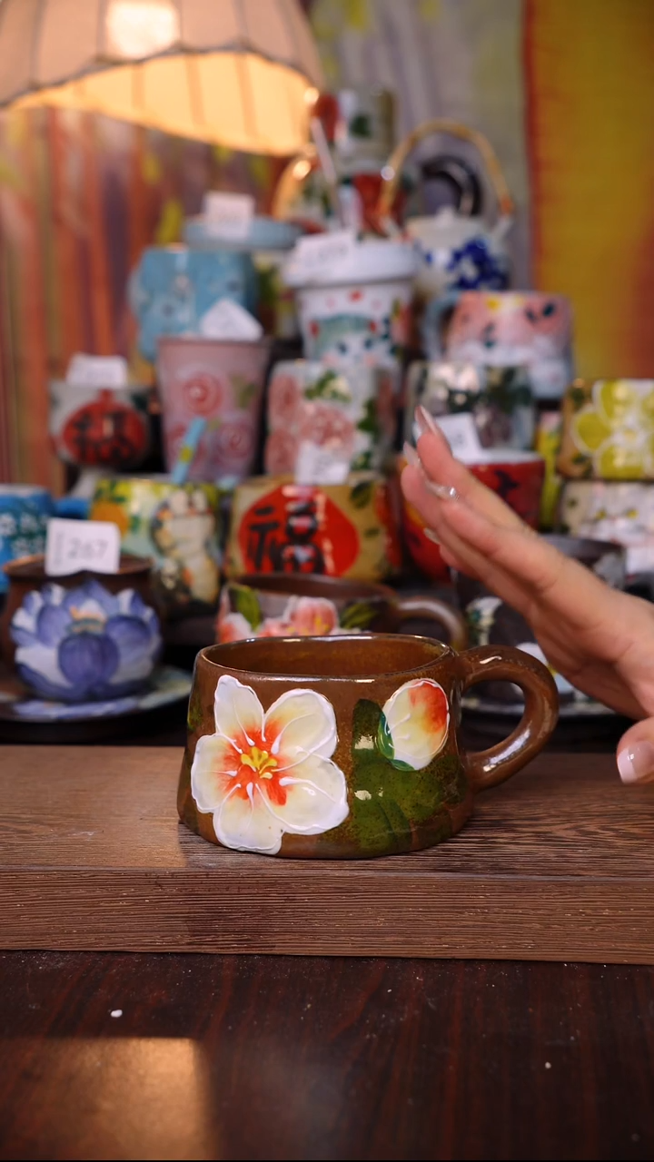 杯子陶泥垚手作 景德镇手工手绘陶瓷器物