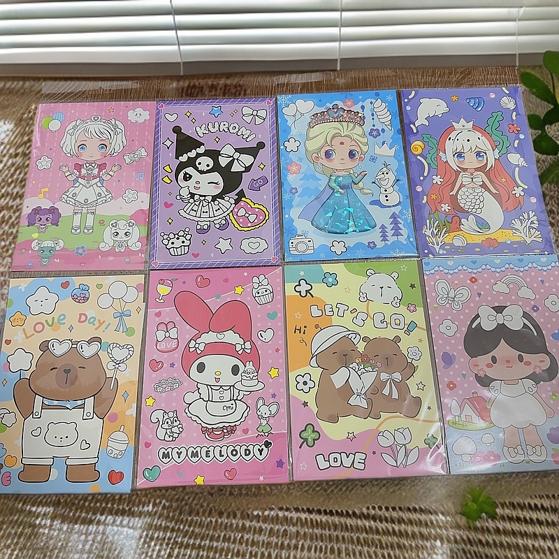 儿童贴贴乐涂色卡8套漫画