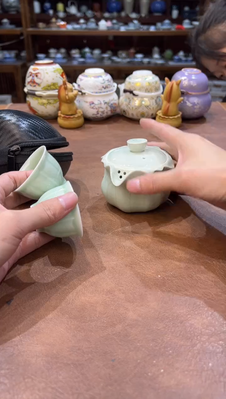 真的很便宜超好看会开片的旅行茶具