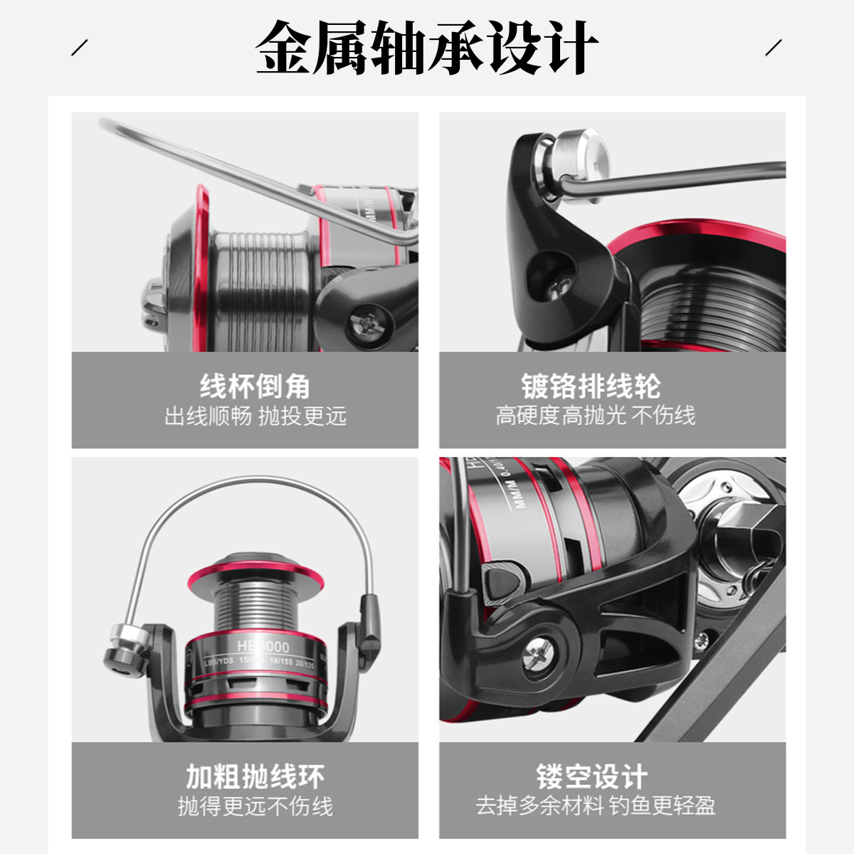 5.2:1高转速全金属纺车轮升级远投渔线轮大钓力10KG刹车轮渔轮