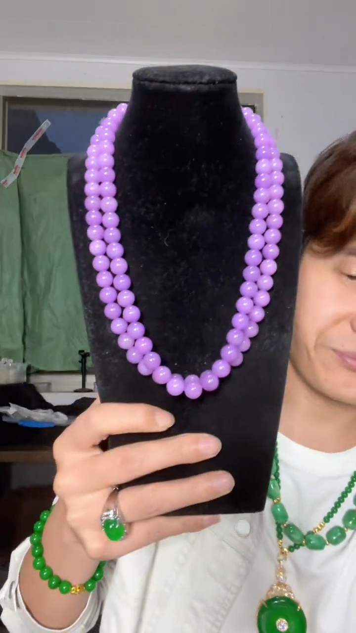 翡翠未镶嵌颈饰【伍氏甄选】缅料紫罗兰毛衣链