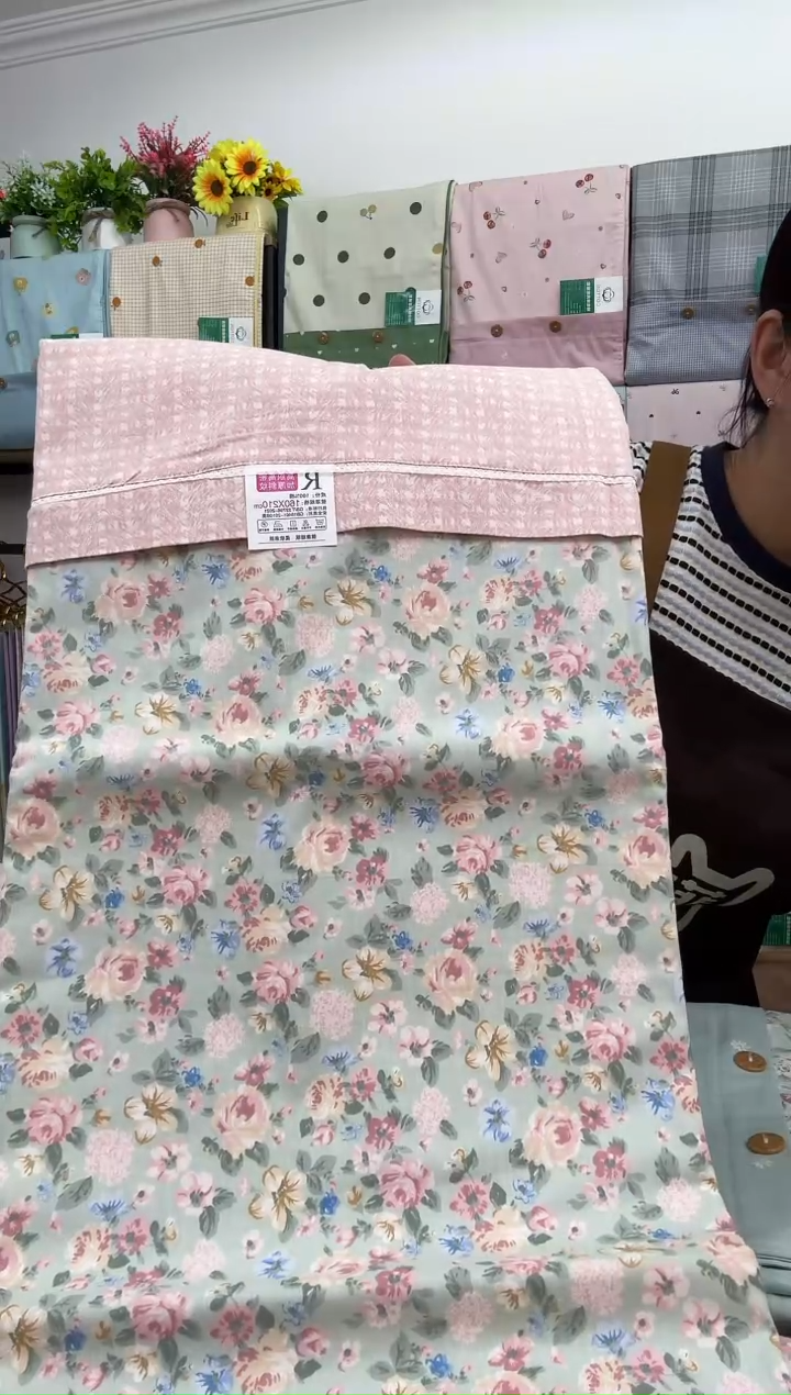 棉棉福利单人被罩绿色小花