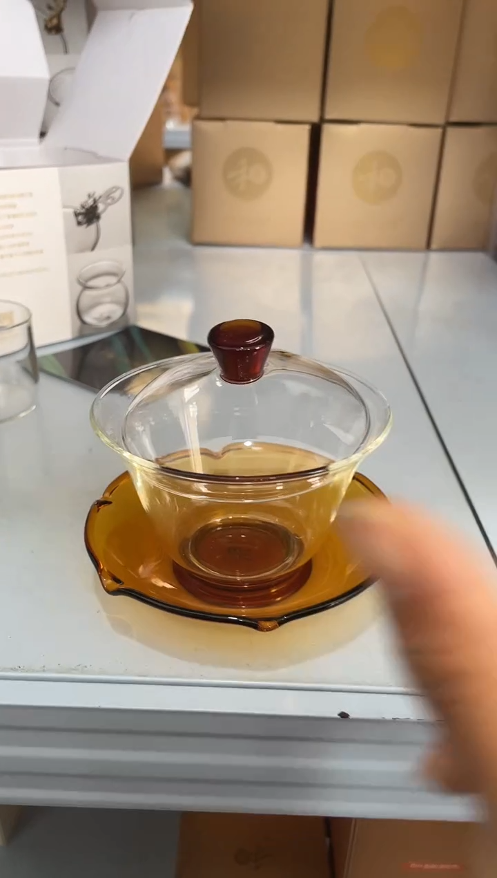 【闪购商品】荷叶盖碗琥珀色，，