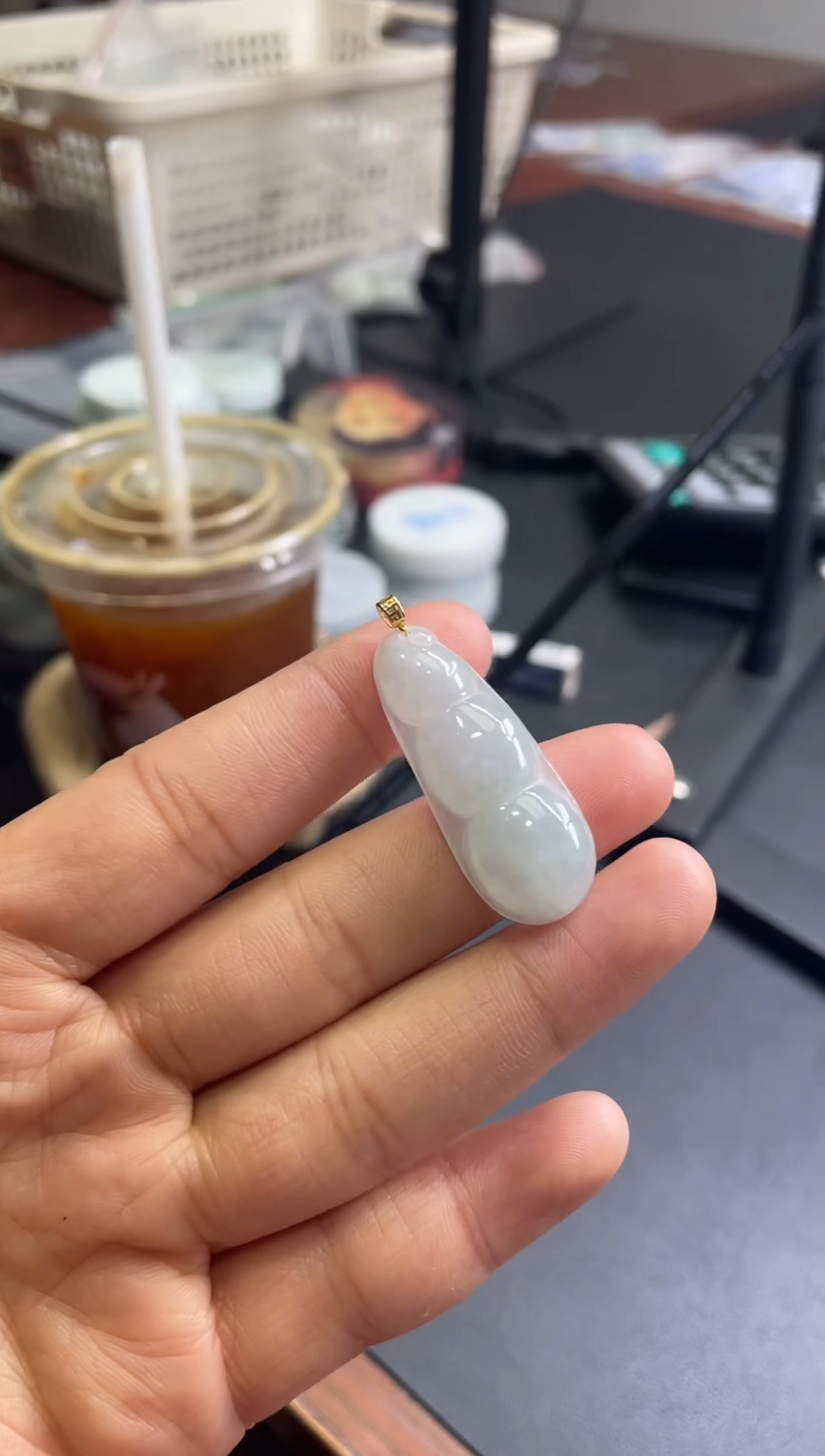 【闪购商品】翡翠吊坠(不含链)18K金镶嵌豆子(多样性发其一）