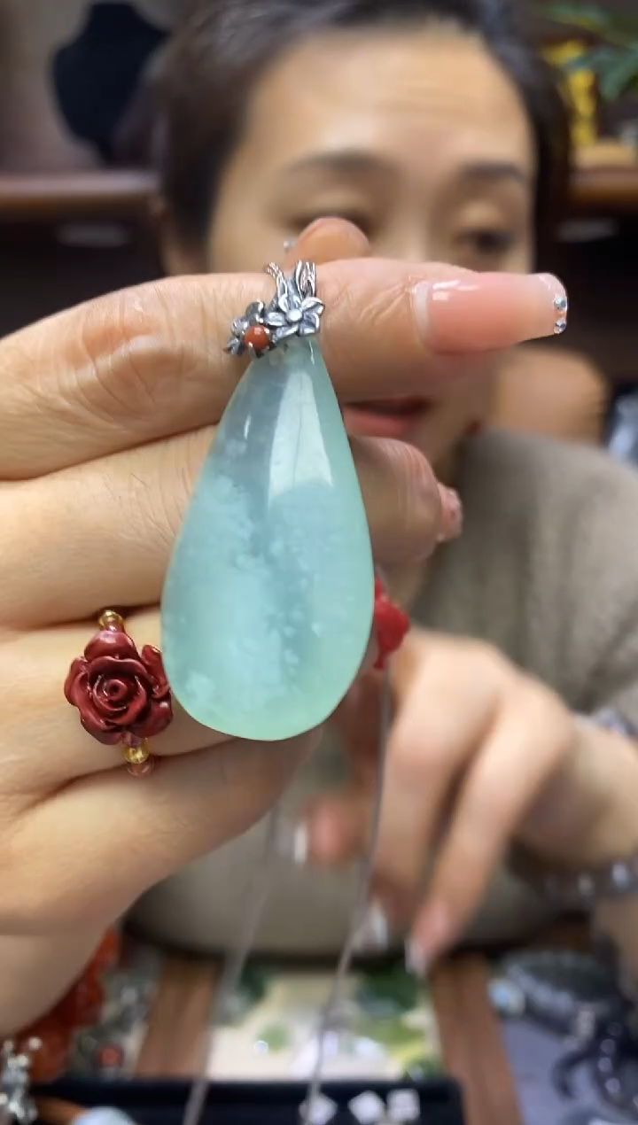 【闪购商品】岫玉吊坠银S925镶嵌·