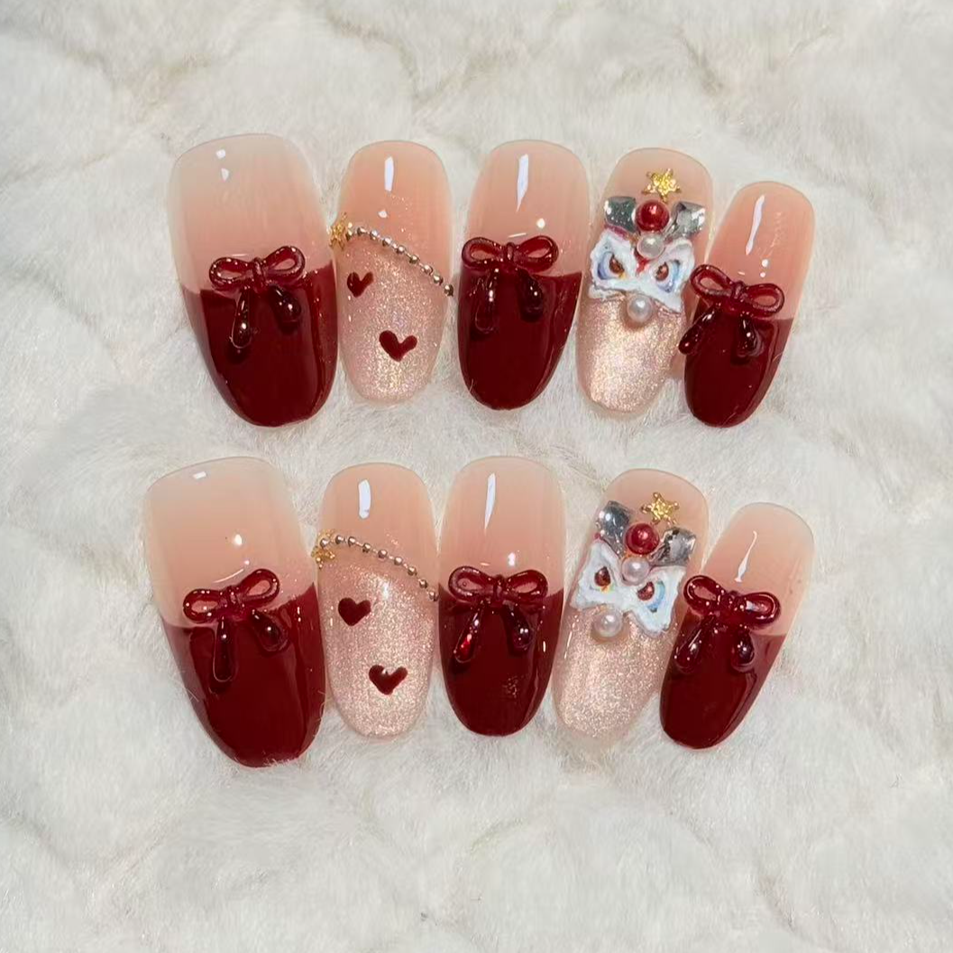 A03【红运醒狮】新年款纯手工秋冬显白气质穿戴甲