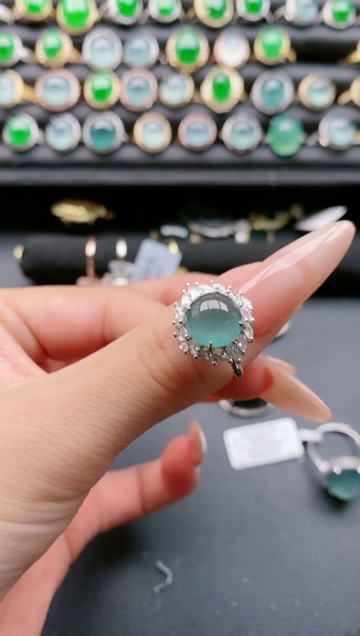 【闪购商品】翡翠戒指银S925镶嵌111111