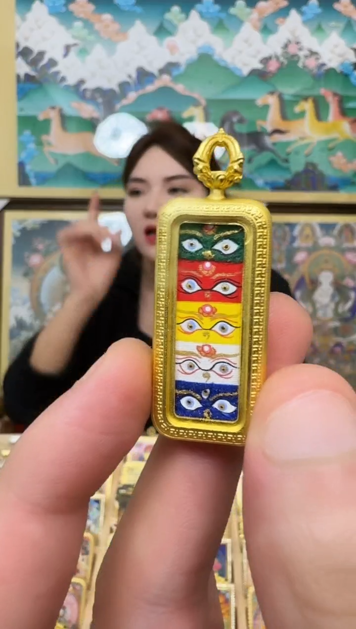 吊坠五路-热贡纯手绘唐卡吊坠