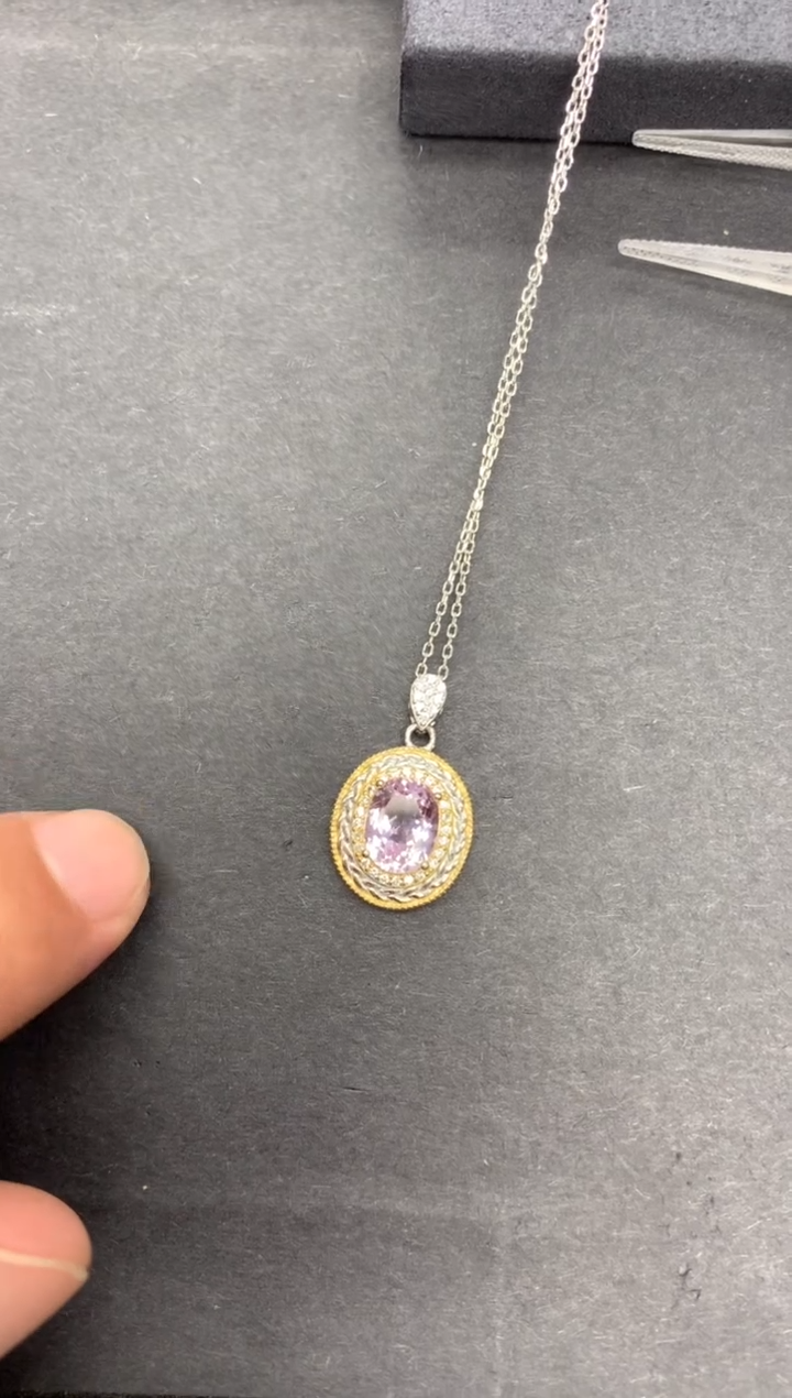 【闪购商品】锂辉石项链银S925镶嵌2.2克拉